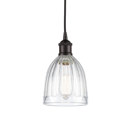 A large image of the Innovations Lighting 616-1P-10-6 Brookfield Pendant Oil Rubbed Bronze / Clear