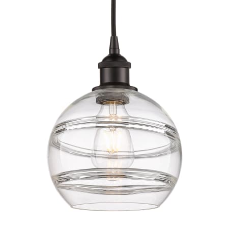 A large image of the Innovations Lighting 616-1P 10 8 Rochester Pendant Oil Rubbed Bronze / Clear