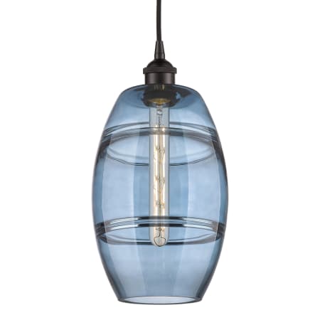 A large image of the Innovations Lighting 616-1P 10 8 Vaz Pendant Oil Rubbed Bronze / Princess Blue