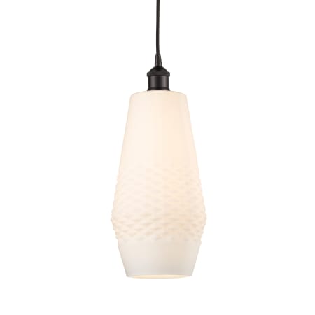 A large image of the Innovations Lighting 616-1P-17-7 Windham Pendant Oil Rubbed Bronze / White