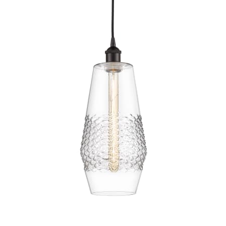 A large image of the Innovations Lighting 616-1P-17-7 Windham Pendant Oil Rubbed Bronze / Clear