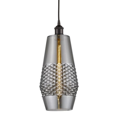 A large image of the Innovations Lighting 616-1P-17-7 Windham Pendant Oil Rubbed Bronze / Smoked