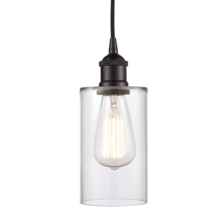 A large image of the Innovations Lighting 616-1P-10-4 Clymer Pendant Oil Rubbed Bronze / Clear