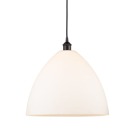 A large image of the Innovations Lighting 616-1P-18-16 Edison Dome Pendant Oil Rubbed Bronze / Matte White