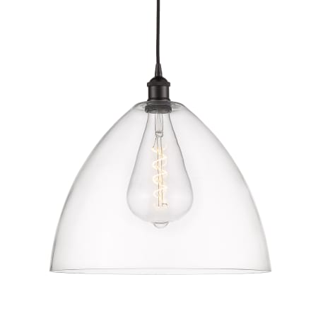 A large image of the Innovations Lighting 616-1P-18-16 Edison Dome Pendant Oil Rubbed Bronze / Clear