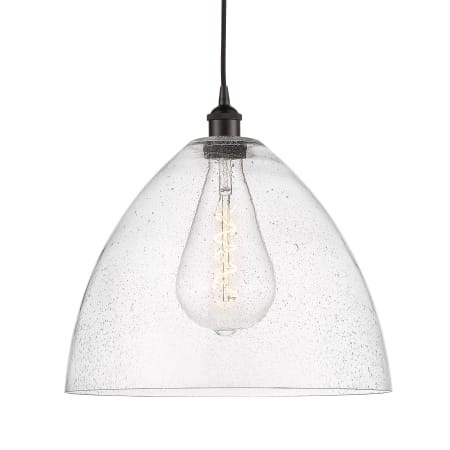 A large image of the Innovations Lighting 616-1P-18-16 Edison Dome Pendant Oil Rubbed Bronze / Seedy