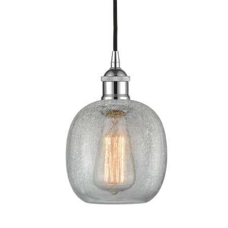 A large image of the Innovations Lighting 616-1P-10-6 Belfast Pendant Polished Chrome / Clear Crackle