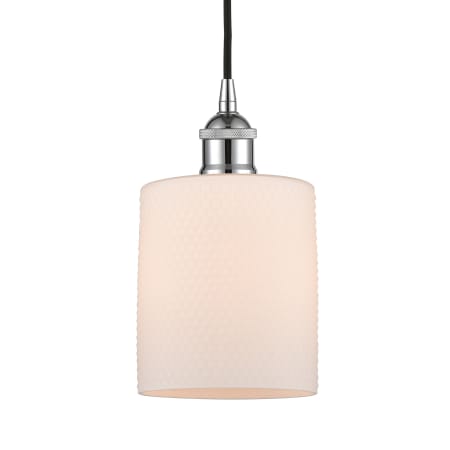 A large image of the Innovations Lighting 616-1P-10-5 Cobbleskill Pendant Polished Chrome / Matte White