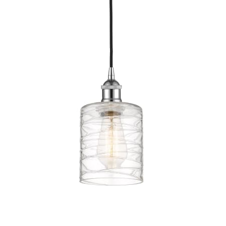A large image of the Innovations Lighting 616-1P-8-5 Cobbleskill Pendant Polished Chrome / Deco Swirl