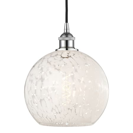 A large image of the Innovations Lighting 616-1P 12 10 White Mouchette Pendant Polished Chrome