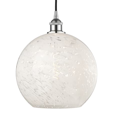 A large image of the Innovations Lighting 616-1P 14 12 White Mouchette Pendant Polished Chrome