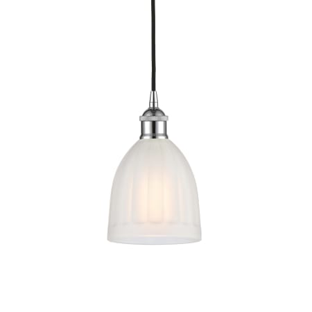 A large image of the Innovations Lighting 616-1P-10-6 Brookfield Pendant Polished Chrome / White