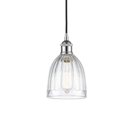 A large image of the Innovations Lighting 616-1P-10-6 Brookfield Pendant Polished Chrome / Clear