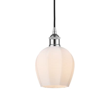 A large image of the Innovations Lighting 616-1P-10-6 Norfolk Pendant Polished Chrome / Matte White