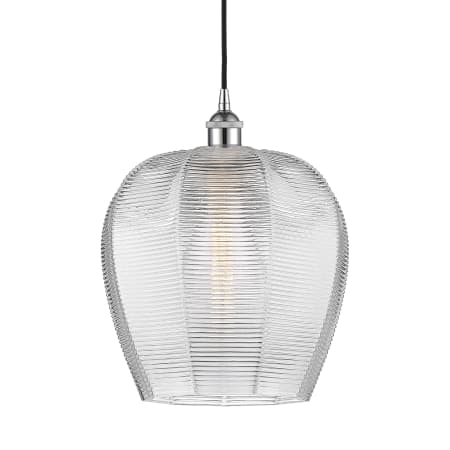 A large image of the Innovations Lighting 616-1P-15-12 Norfolk Pendant Polished Chrome / Clear