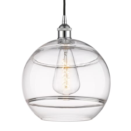 A large image of the Innovations Lighting 616-1P 13 12 Rochester Pendant Polished Chrome / Clear