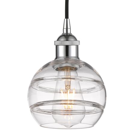 A large image of the Innovations Lighting 616-1P 8 6 Rochester Pendant Polished Chrome / Clear