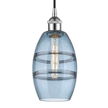 A large image of the Innovations Lighting 616-1P 8 6 Vaz Pendant Polished Chrome / Princess Blue