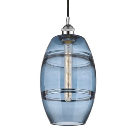 A large image of the Innovations Lighting 616-1P 10 8 Vaz Pendant Polished Chrome / Princess Blue