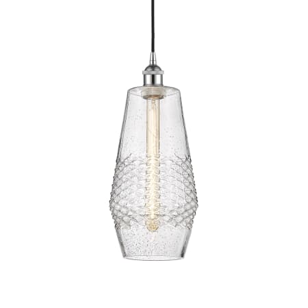 A large image of the Innovations Lighting 616-1P-17-7 Windham Pendant Polished Chrome / Seedy