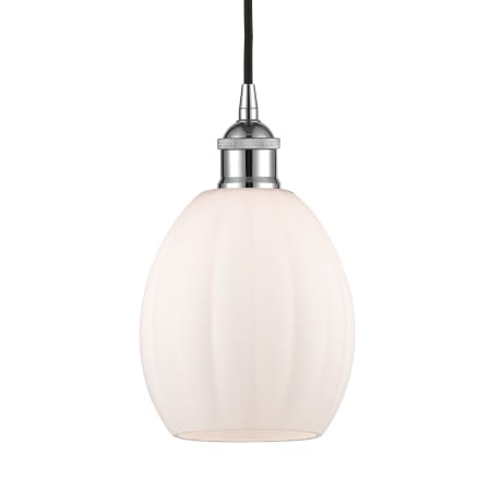 A large image of the Innovations Lighting 616-1P-11-6 Eaton Pendant Polished Chrome / Matte White