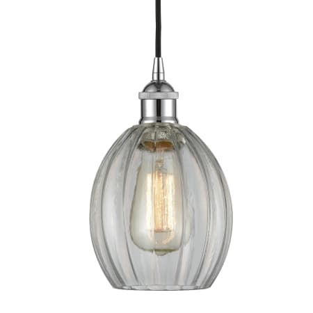 A large image of the Innovations Lighting 616-1P-11-6 Eaton Pendant Polished Chrome / Clear