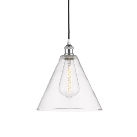 A large image of the Innovations Lighting 616-1P-14-12 Edison Cone Pendant Polished Chrome / Clear