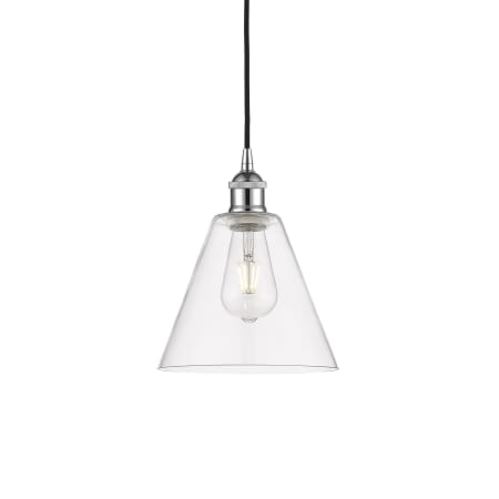 A large image of the Innovations Lighting 616-1P-11-8 Edison Pendant Polished Chrome / Clear