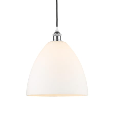 A large image of the Innovations Lighting 616-1P-14-12 Edison Dome Pendant Polished Chrome / Matte White