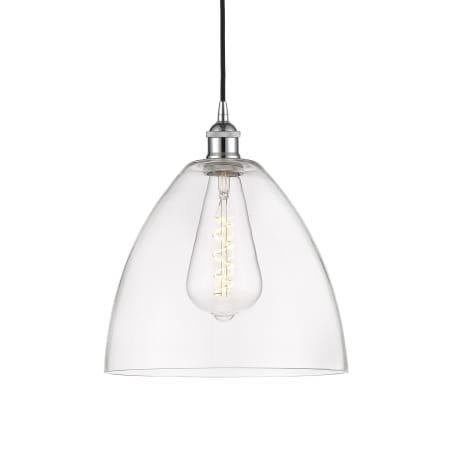 A large image of the Innovations Lighting 616-1P-14-12 Edison Dome Pendant Polished Chrome / Clear