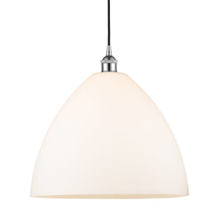 A large image of the Innovations Lighting 616-1P-18-16 Edison Dome Pendant Polished Chrome / Matte White