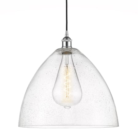 A large image of the Innovations Lighting 616-1P-18-16 Edison Dome Pendant Polished Chrome / Seedy