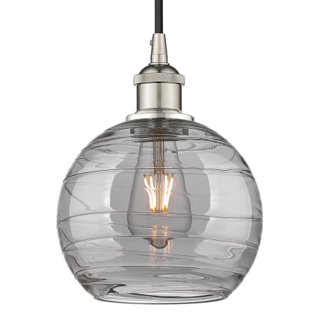 A large image of the Innovations Lighting 616-1P 10 8 Athens Deco Swirl Pendant Polished Nickel / Light Smoke Deco Swirl