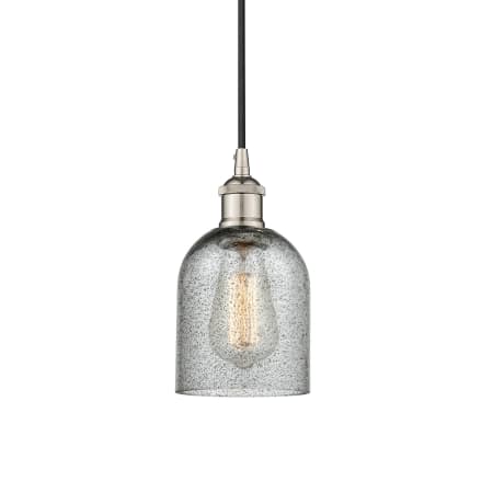 A large image of the Innovations Lighting 616-1P-10-5 Caledonia Pendant Polished Nickel / Charcoal