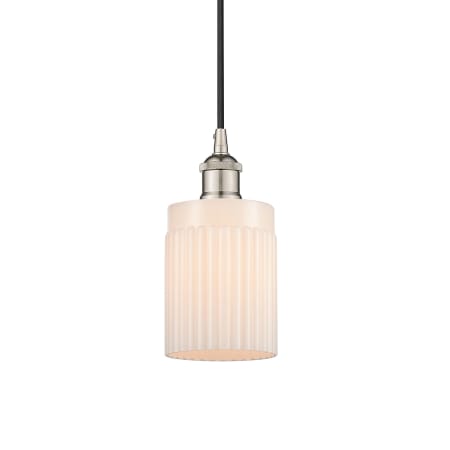 A large image of the Innovations Lighting 616-1P-10-5 Hadley Pendant Polished Nickel / Matte White