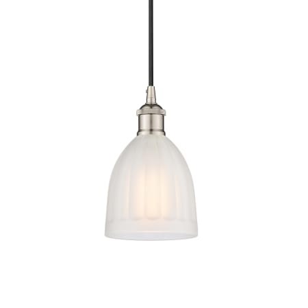 A large image of the Innovations Lighting 616-1P-10-6 Brookfield Pendant Polished Nickel / White
