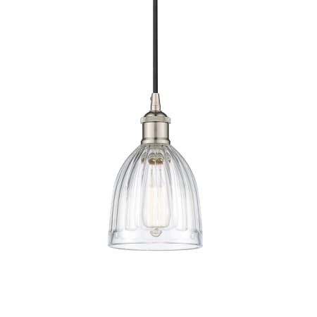 A large image of the Innovations Lighting 616-1P-10-6 Brookfield Pendant Polished Nickel / Clear