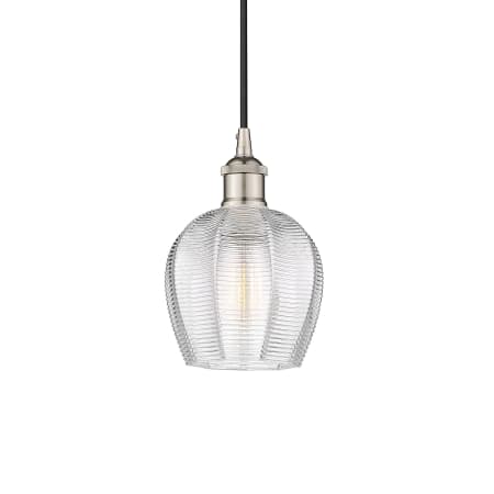 A large image of the Innovations Lighting 616-1P-10-6 Norfolk Pendant Polished Nickel / Clear