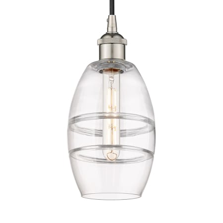 A large image of the Innovations Lighting 616-1P 8 6 Vaz Pendant Polished Nickel / Clear