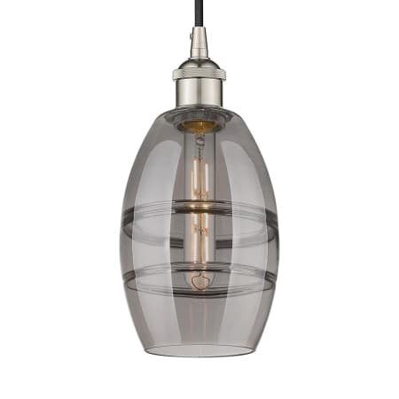 A large image of the Innovations Lighting 616-1P 8 6 Vaz Pendant Polished Nickel / Light Smoke