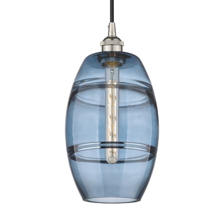 A large image of the Innovations Lighting 616-1P 10 8 Vaz Pendant Polished Nickel / Princess Blue