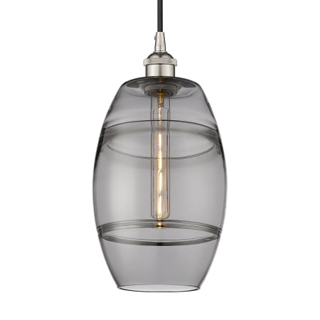 A large image of the Innovations Lighting 616-1P 10 8 Vaz Pendant Polished Nickel / Light Smoke