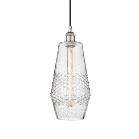 A large image of the Innovations Lighting 616-1P-17-7 Windham Pendant Polished Nickel / Seedy