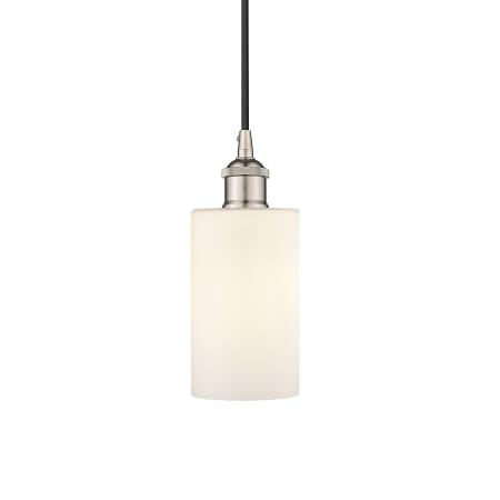 A large image of the Innovations Lighting 616-1P-10-4 Clymer Pendant Polished Nickel / Matte White