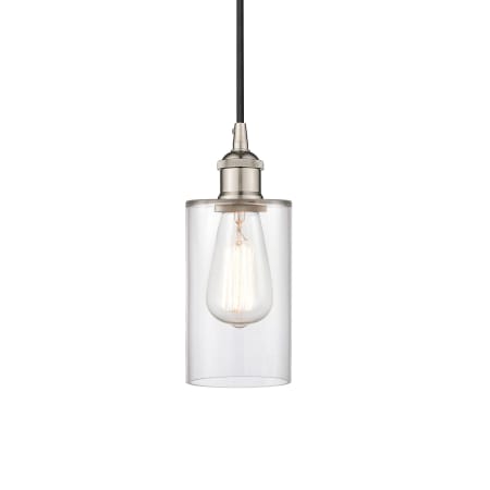 A large image of the Innovations Lighting 616-1P-10-4 Clymer Pendant Polished Nickel / Clear