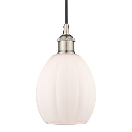 A large image of the Innovations Lighting 616-1P-11-6 Eaton Pendant Polished Nickel / Matte White