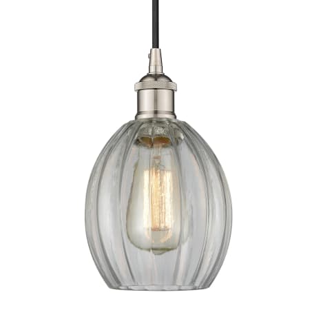 A large image of the Innovations Lighting 616-1P-11-6 Eaton Pendant Polished Nickel / Clear