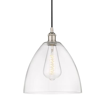 A large image of the Innovations Lighting 616-1P-14-12 Edison Dome Pendant Polished Nickel / Clear
