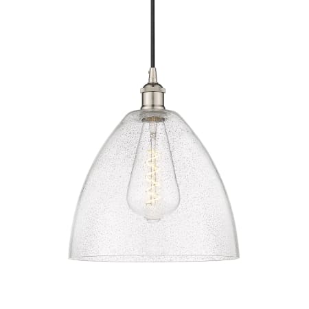 A large image of the Innovations Lighting 616-1P-14-12 Edison Dome Pendant Polished Nickel / Seedy