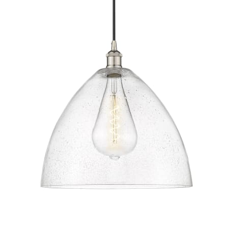 A large image of the Innovations Lighting 616-1P-18-16 Edison Dome Pendant Polished Nickel / Seedy